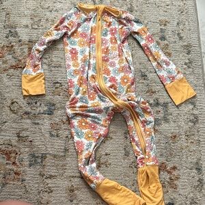 Floral Kids One Piece with Yellow Accents
